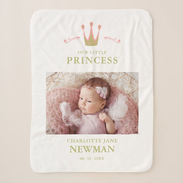 Couverture Sherpa Photo Nouveau-né Unisex Crown Notre Petite Princes (Devant)