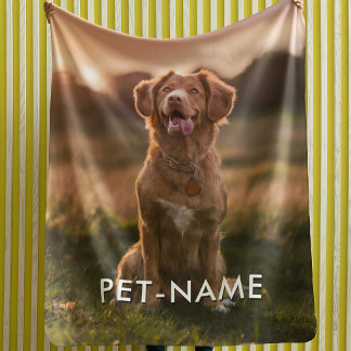 Couverture Sherpa Photo personnalisée avec le nom de votre chien