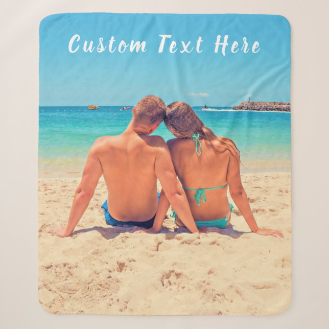 Couverture Sherpa Photo personnalisée Texte Sherpa Blanket Vos Photo (Devant)