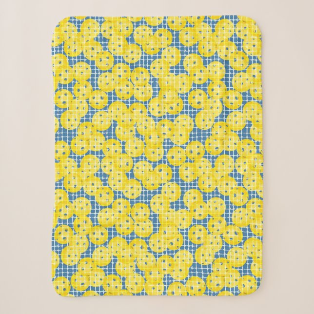 Couverture Sherpa Pickleball is Life - Jaune sur Bleu foncé (Devant)