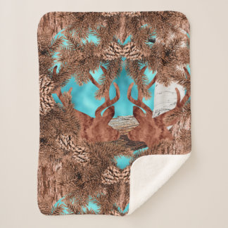 Couverture Sherpa Pine Stag Sherpa Blanket LightBlue