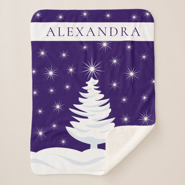 Couverture Sherpa Pine Tree Night Sky Stars Monogram Sherpa Blanket (Devant)