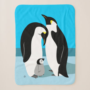 Couverture Sherpa Pingouin avec conception de pingouin bébé