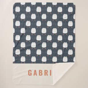 Couverture Sherpa pingouin mignon et festif personnalisé pour enfant
