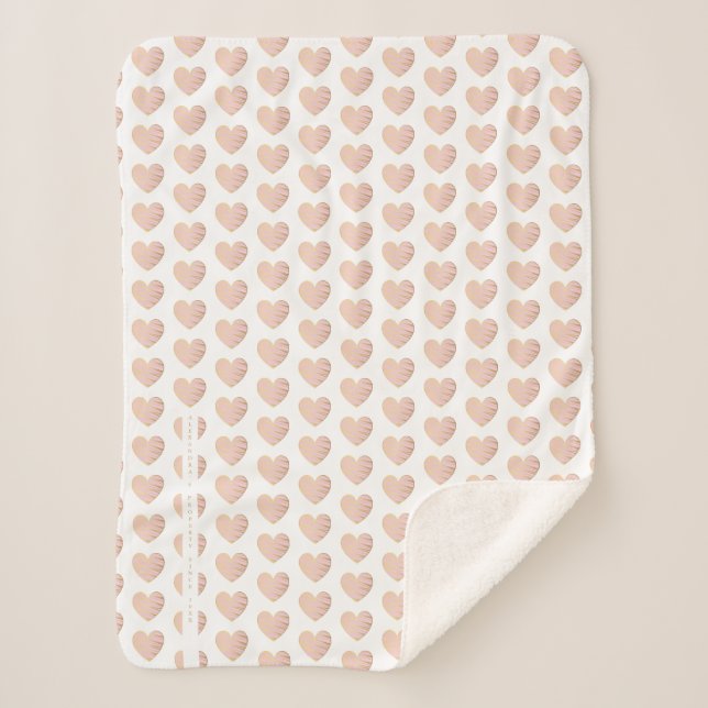 Couverture Sherpa Pink and Golden effect Elegant Heart (Devant)