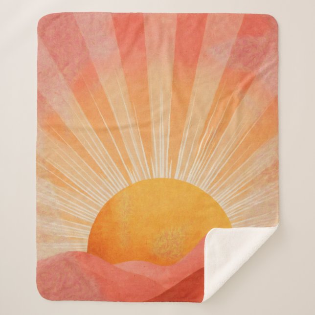 Couverture Sherpa Pink and Orange Boho Sunrise (Devant)