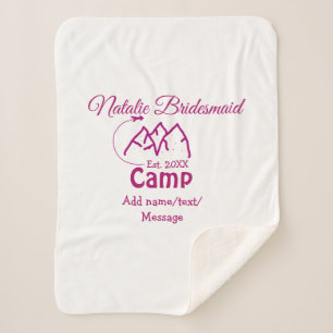 Couverture Sherpa Pink camp bridesmaid ajouter nom date année bachel
