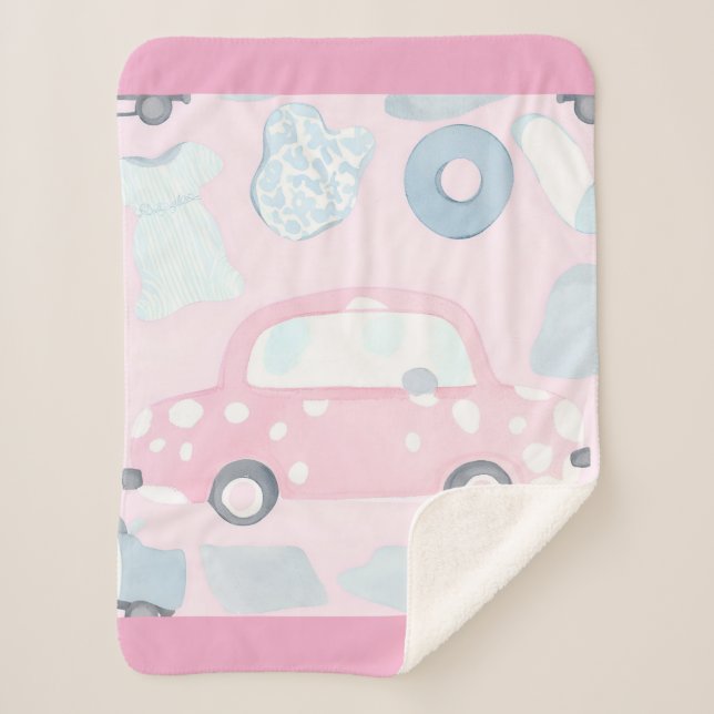 Couverture Sherpa Pink car AI art  (Devant)