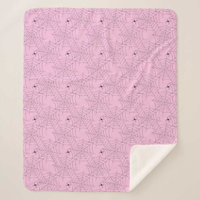 Couverture Sherpa Pink et Black Spiderweb (Devant)