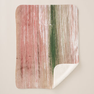 Couverture Sherpa Pink green striped abstract painting art