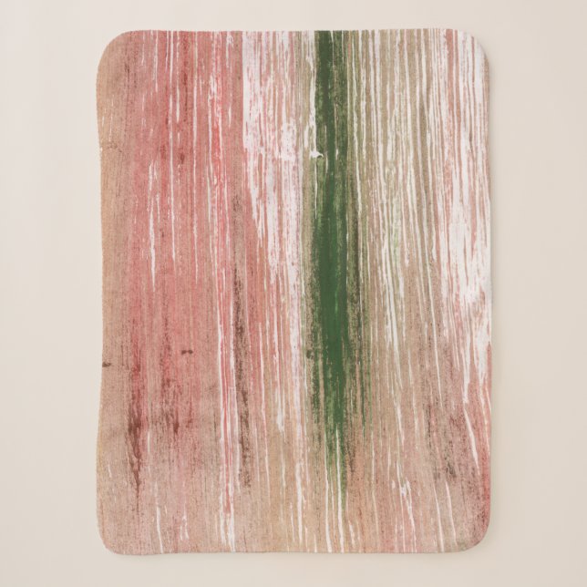Couverture Sherpa Pink green striped abstract painting art (Devant)