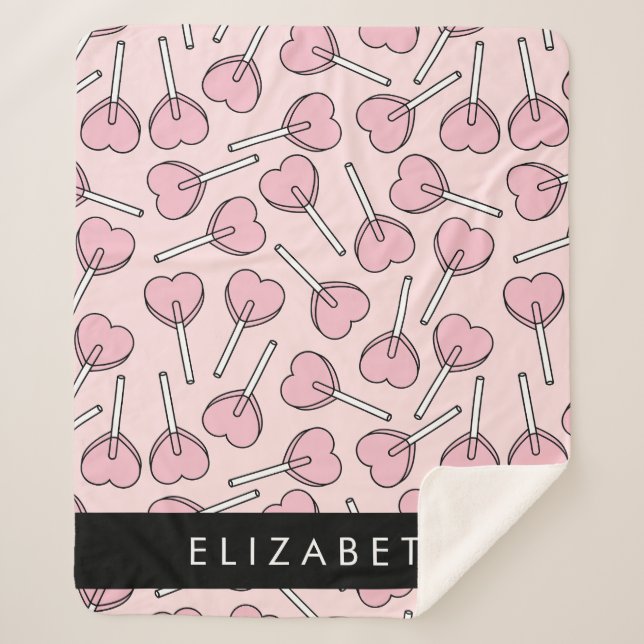 Couverture Sherpa Pink Lollipops, Heart Lollipops, Lolly, Your Name (Devant)