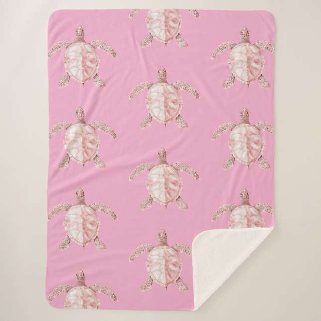Couverture Sherpa Pink Sea Turtles (Devant)