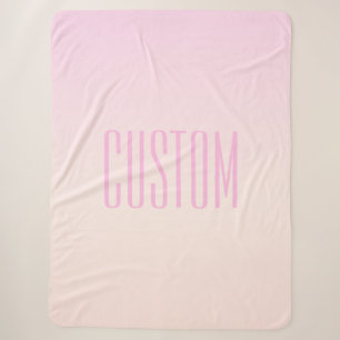 Couverture Sherpa Pink to Peach Sunset Ombre avec texte personnalisa