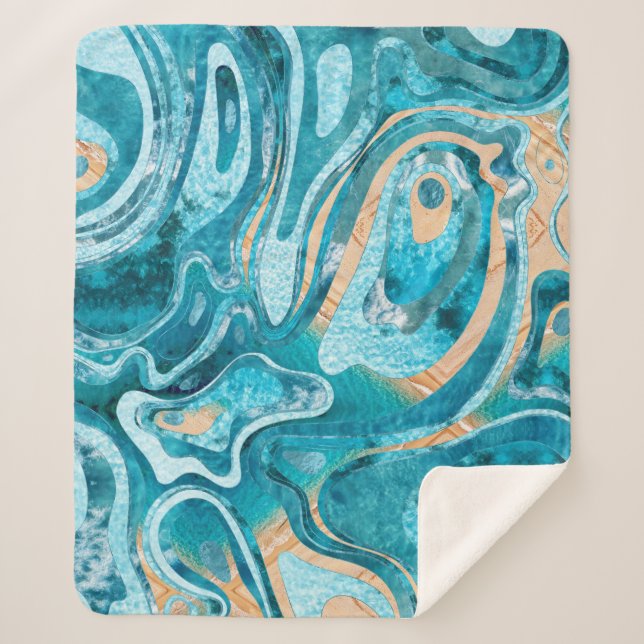 Couverture Sherpa Plage de Marble Ocean (Devant)