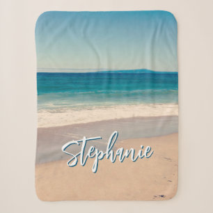 Couverture Sherpa Plage personnalisée Photo Ocean Blue S