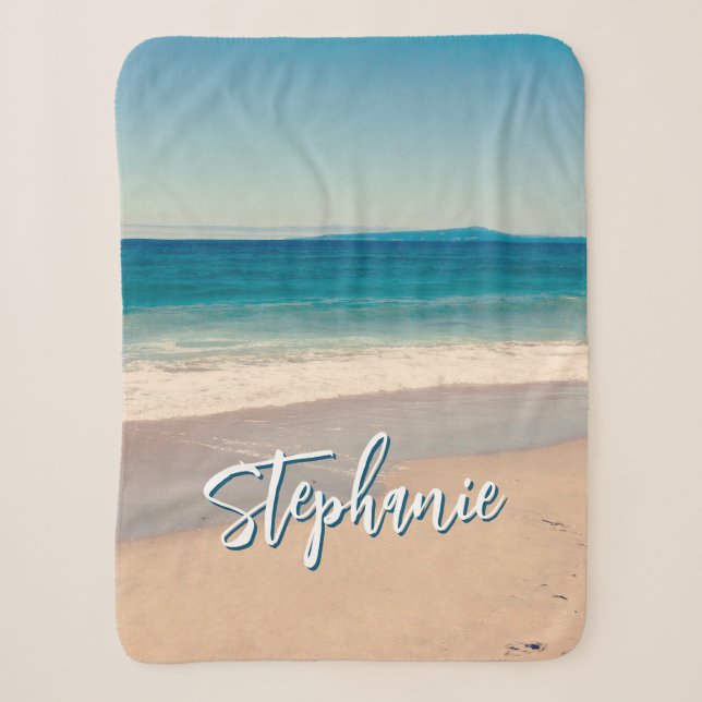 Couverture Sherpa Plage personnalisée Photo Ocean Blue S (Devant)