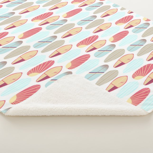 Couverture Sherpa Planche de surf rouge et bleu rétro cool  (3/4)