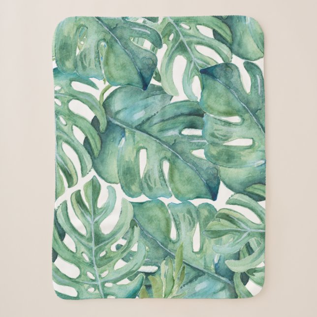Couverture Sherpa Plante Feuille Tropical Green Palm (Devant)