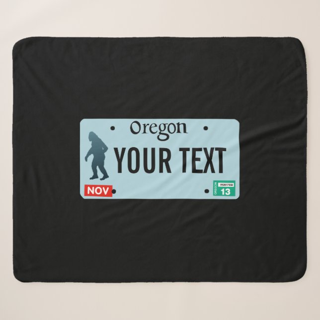 Couverture Sherpa Plaque d'immatriculation Sasquatch de l'Oregon (Devant (Horizontal))