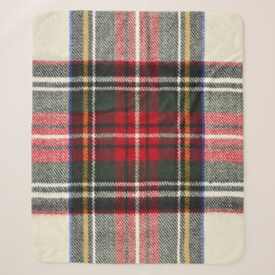 Couverture Sherpa Plaque écossaise rouge et blanche écossaise.