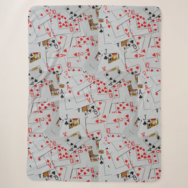 Couverture Sherpa Plateau De Motif De Cartes De Jeu Éparpillées, (Devant)