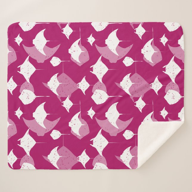Couverture Sherpa Plongée sous-marine Raspberry rose et blanc (Devant (Horizontal))