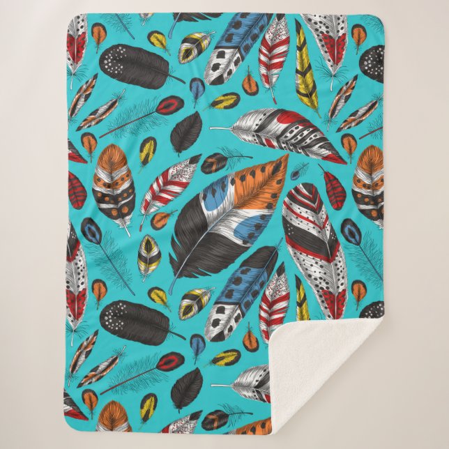 Couverture Sherpa Plumes colorées (Devant)