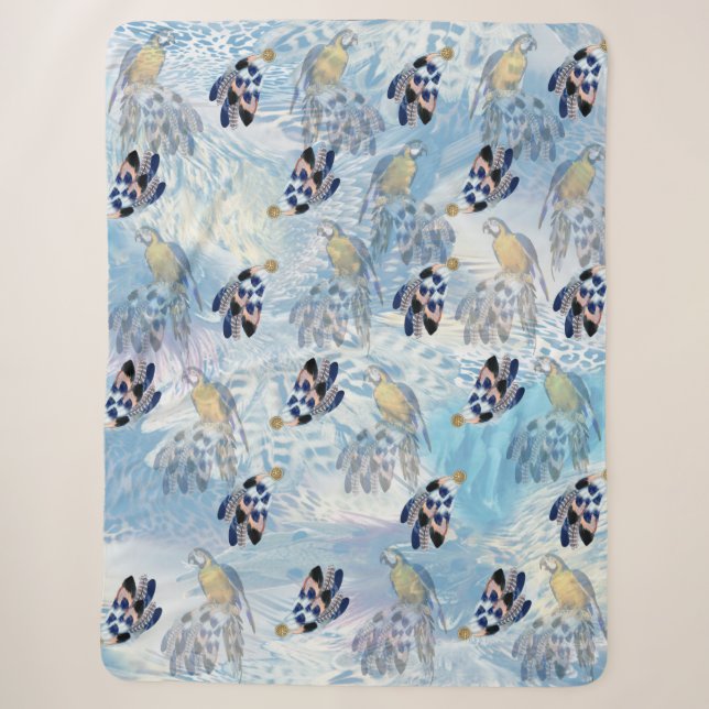 Couverture Sherpa Plumes d'Oiseau Exotique-Parrot (Devant)