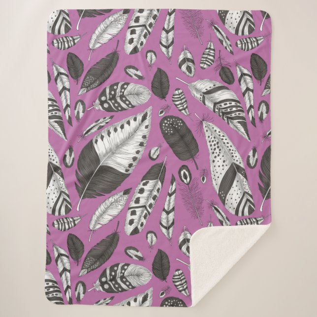 Couverture Sherpa Plumes motif (Devant)