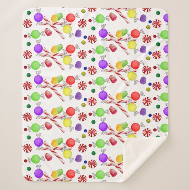 Couverture Sherpa Plums de sucre Noël Sherpa Blanche (Devant)