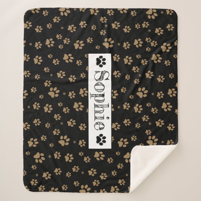 Couverture Sherpa Poches Brown et noires Animaux de chat de chien pe (Devant)