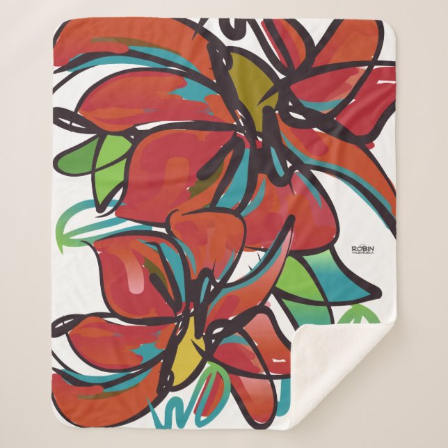 Couverture Sherpa Poinsettia Sherpa Blanmédium (Devant)