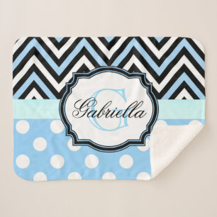 Couverture Sherpa Points Bleus mignons et bandes