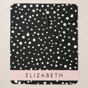 Couverture Sherpa Points dalmatiens, Spots, Noir et Blanc, Votre nom