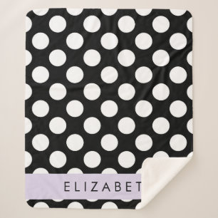 Couverture Sherpa Pois noirs et blancs, pointillés, Votre nom