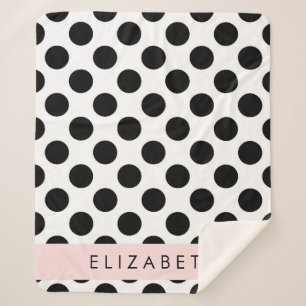 Couverture Sherpa Pois noirs et blancs, pointillés, Votre nom