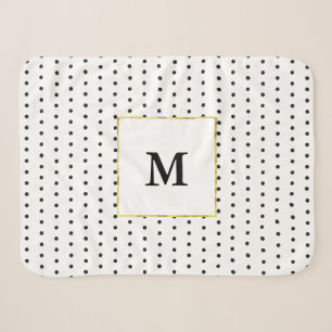 Couverture Sherpa Pois simples d'or blanc et de monogramme noir