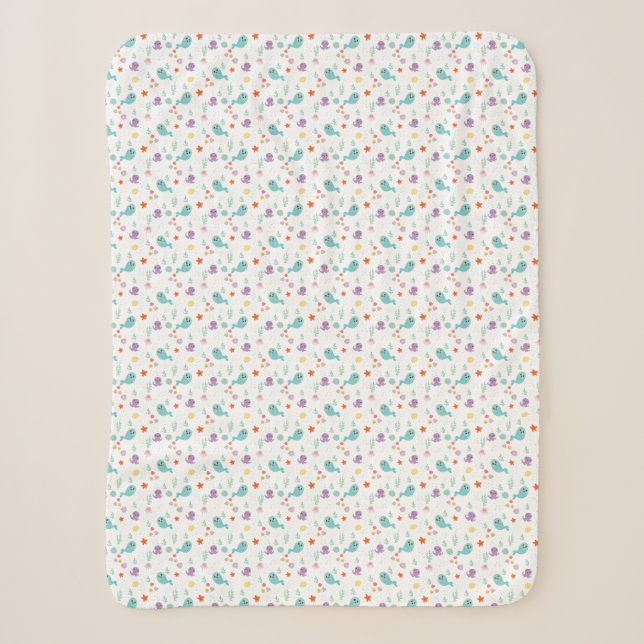 Couverture Sherpa Poissons Baleines Eau Océan Mer Baby Nursery (Devant)
