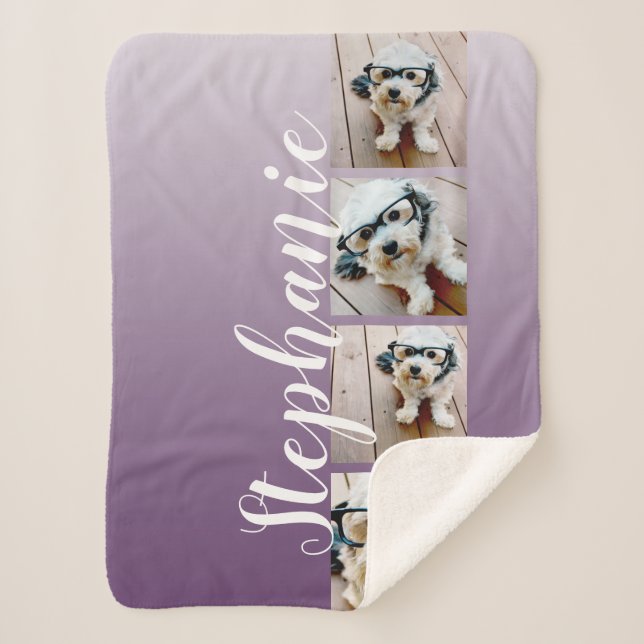 Couverture Sherpa Police manuscrite Ombre 4 Photos — PEUT MODIFIER L (Devant)