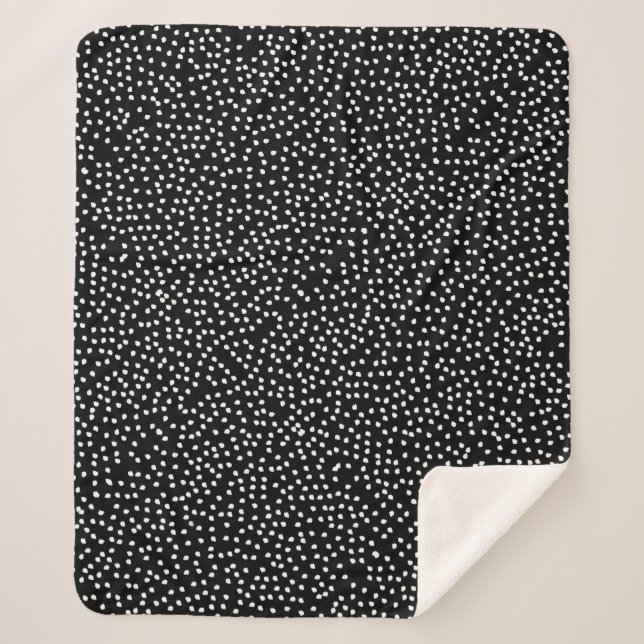 Couverture Sherpa Polka Pote Abstraite moderne noir et blanc (Devant)