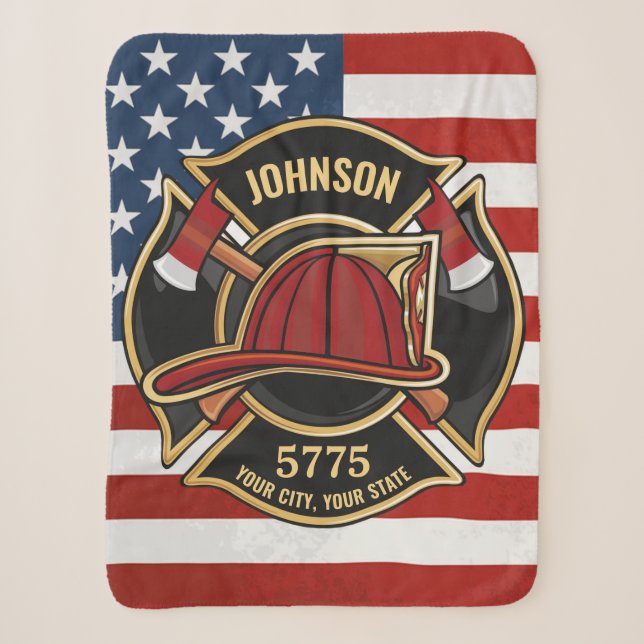 Couverture Sherpa Pompier Secourt incendie Département USA Drapeau p (Devant)