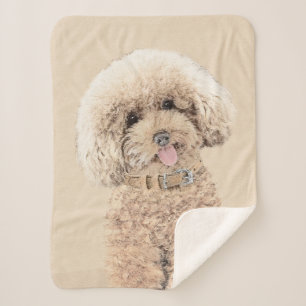 Couverture Sherpa Poodle Miniature Toy Apricot Crème Chien Brown Art