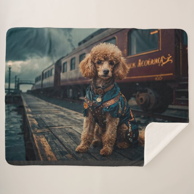 Couverture Sherpa Poodle Steampunk Stationmaster Portrait (Devant (Horizontal))