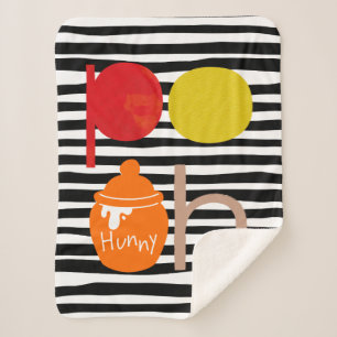 Couverture Sherpa Pooh Aquarelle avec Pot Hunny