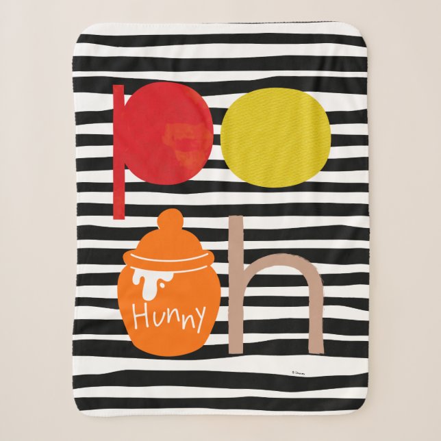 Couverture Sherpa Pooh | Aquarelle avec Pot Hunny (Devant)