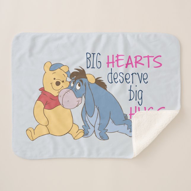 Couverture Sherpa Pooh & Eeyore | Big Hearts Mérite Big Hugs (Devant (Horizontal))