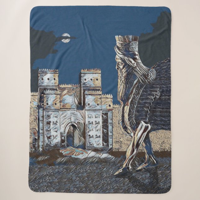 Couverture Sherpa Porte d'Ishtar et chapelet Lamassu Sherpa Blanket (Devant)