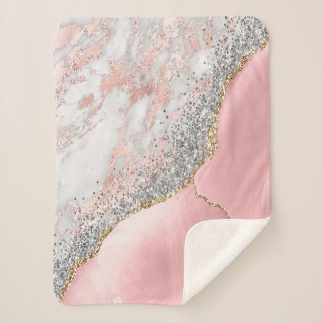 Couverture Sherpa Porte en marbre rose (Devant)