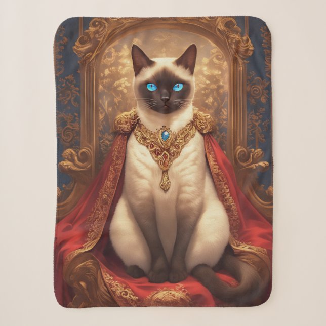 Couverture Sherpa Portrait de chat majestueux Royal Siamese (Devant)